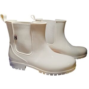 Planone Short White Chelsea Anit-Slipping Rain Boots EU Size 40 Size 9 US